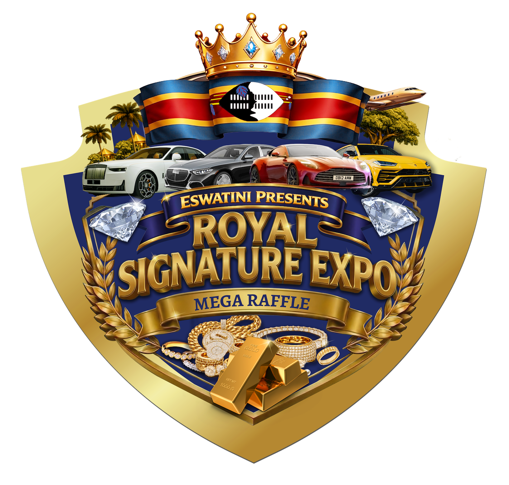 Eswatini Ultimate Millionaire Draw campaign badge with luxury prizes